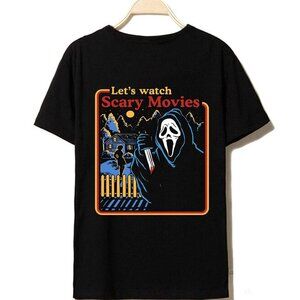 Let’s Watch Scary Movies Scream Horror Shirt Retro Slasher Film Tee Spooky 91